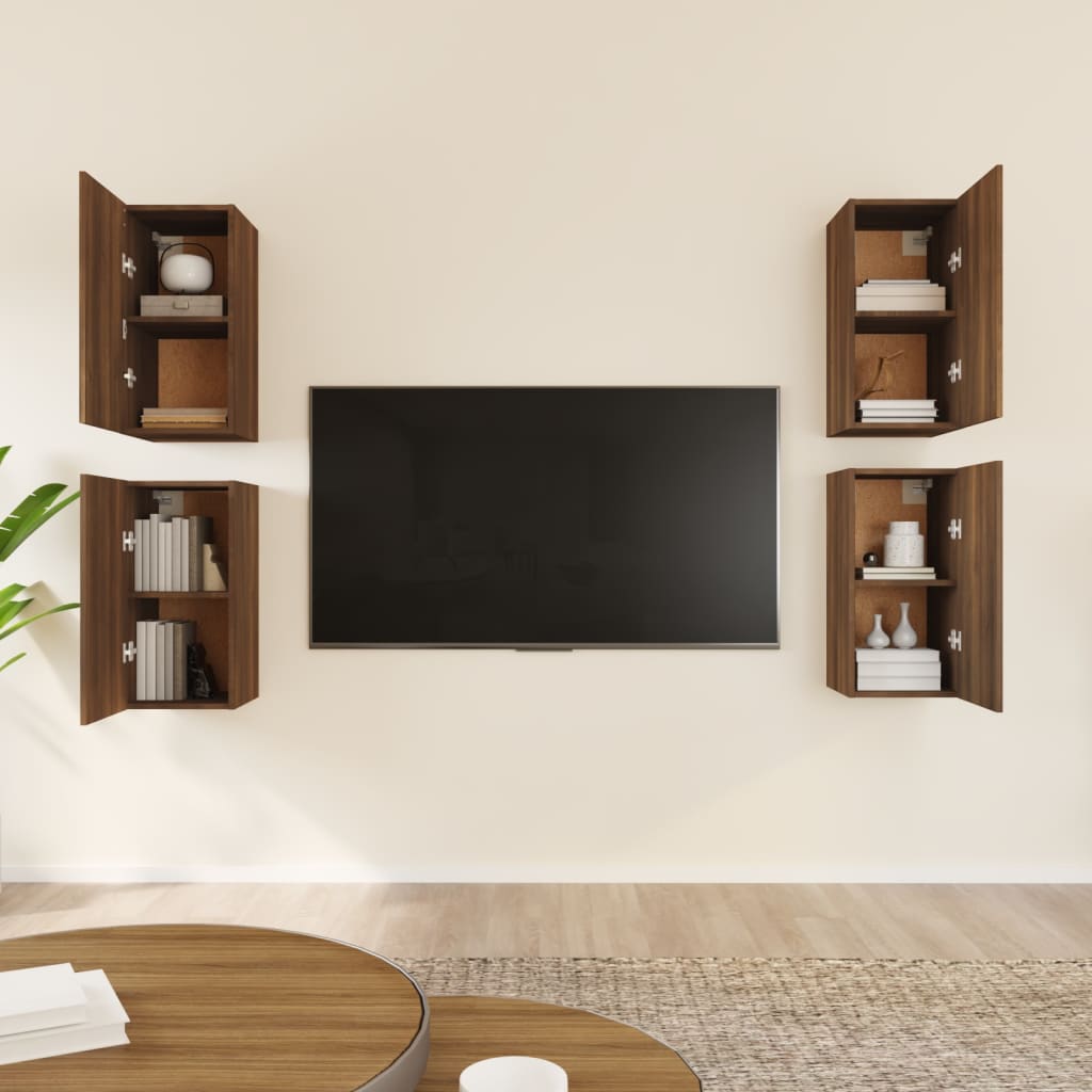 Mobili TV 4 pz Rovere Marrone 30,5x30x60 cm Legno Multistrato