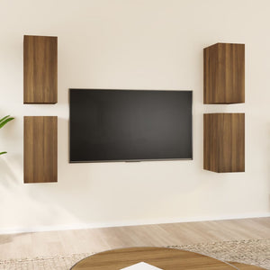 Mobili TV 4 pz Rovere Marrone 30,5x30x60 cm Legno Multistrato