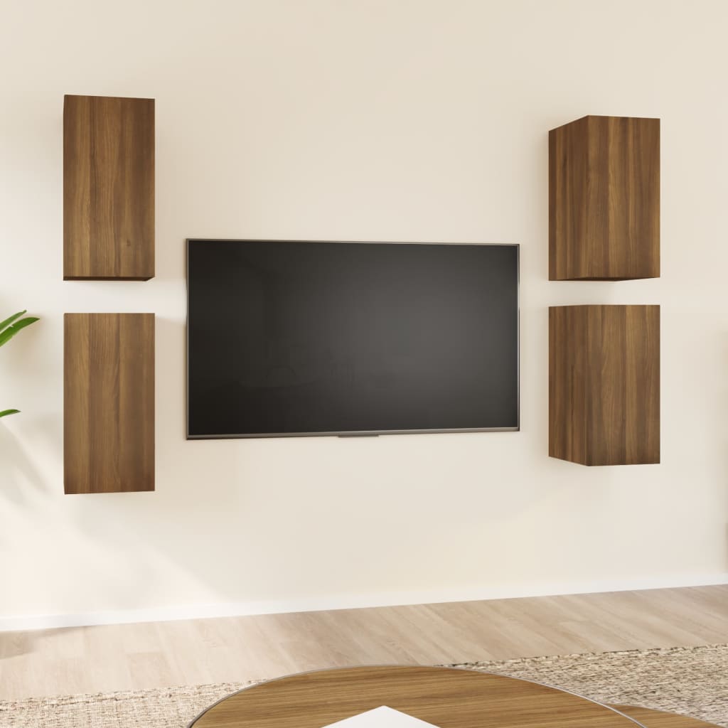 Mobili TV 4 pz Rovere Marrone 30,5x30x60 cm Legno Multistrato cod 11245