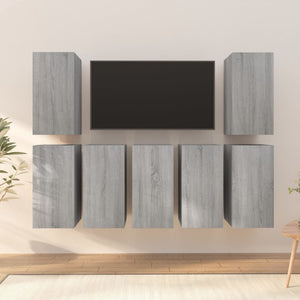 Mobili TV 7 pz Grigio Sonoma 30,5x30x60 cm in Legno Multistrato