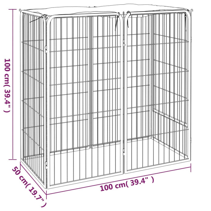 Box Cani a 6 Pannelli Nero 50x100cm Acciaio Verniciato Polvere 171792