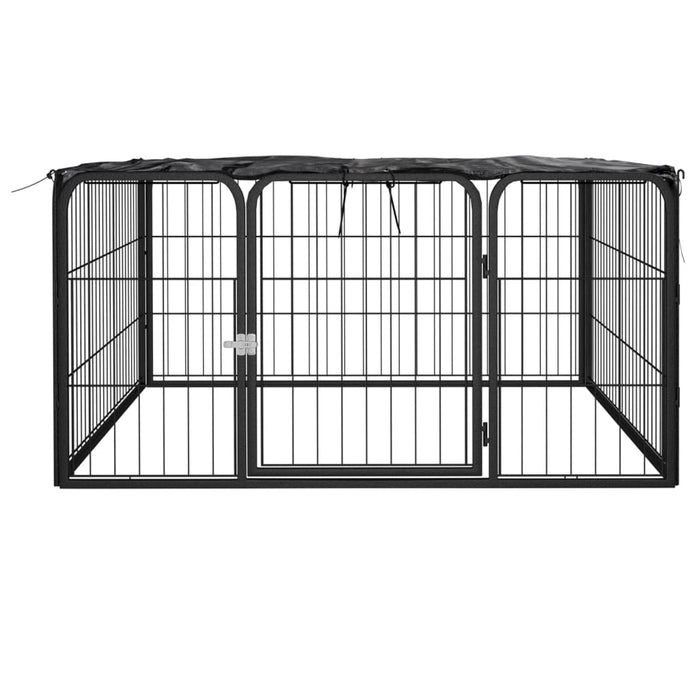 Box Cani a 4 Pannelli Nero 100x50cm Acciaio Verniciato Polvere cod mxl 54262