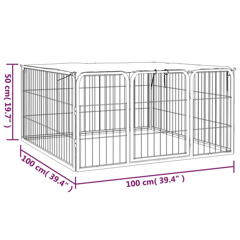 Box Cani a 4 Pannelli Nero 100x50cm Acciaio Verniciato Polvere cod mxl 54262