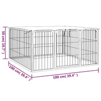 Box Cani a 4 Pannelli Nero 100x50cm Acciaio Verniciato Polvere cod mxl 54262