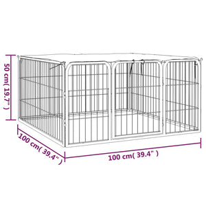 Box Cani a 4 Pannelli Nero 100x50cm Acciaio Verniciato Polvere cod mxl 54262