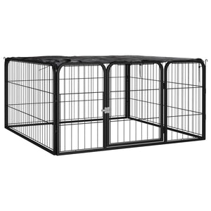 Box Cani a 4 Pannelli Nero 100x50cm Acciaio Verniciato Polvere cod mxl 54262