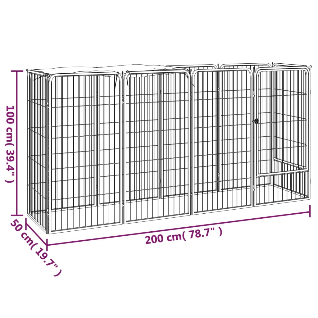 Box Cani 10 Pannelli Nero 50x100 cm Acciaio Verniciato Polvere cod mxl 44446