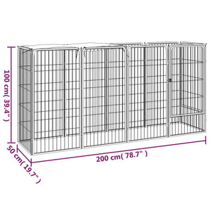 Box Cani 10 Pannelli Nero 50x100 cm Acciaio Verniciato Polvere cod mxl 44446