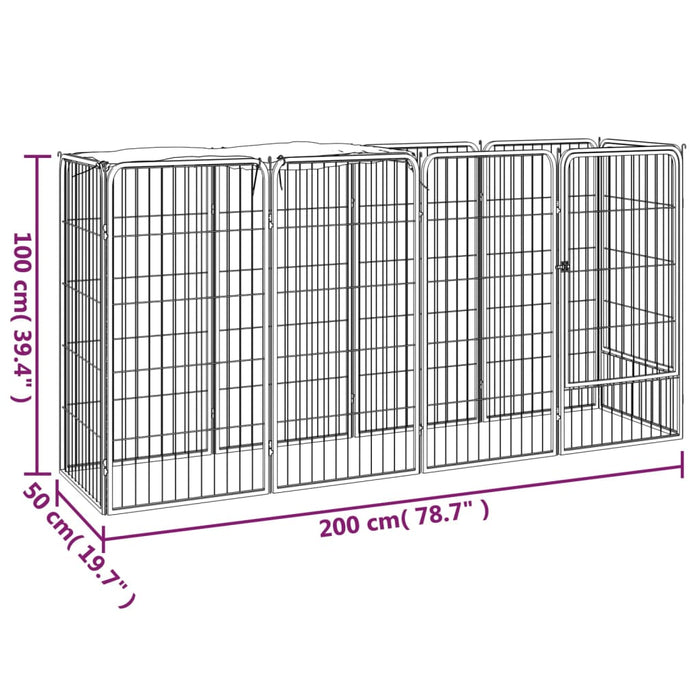 Box Cani 10 Pannelli Nero 50x100 cm Acciaio Verniciato Polvere cod mxl 44446