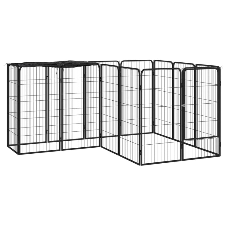 Box Cani 14 Pannelli Nero 50x100 cm Acciaio Verniciato Polvere cod mxl 44447