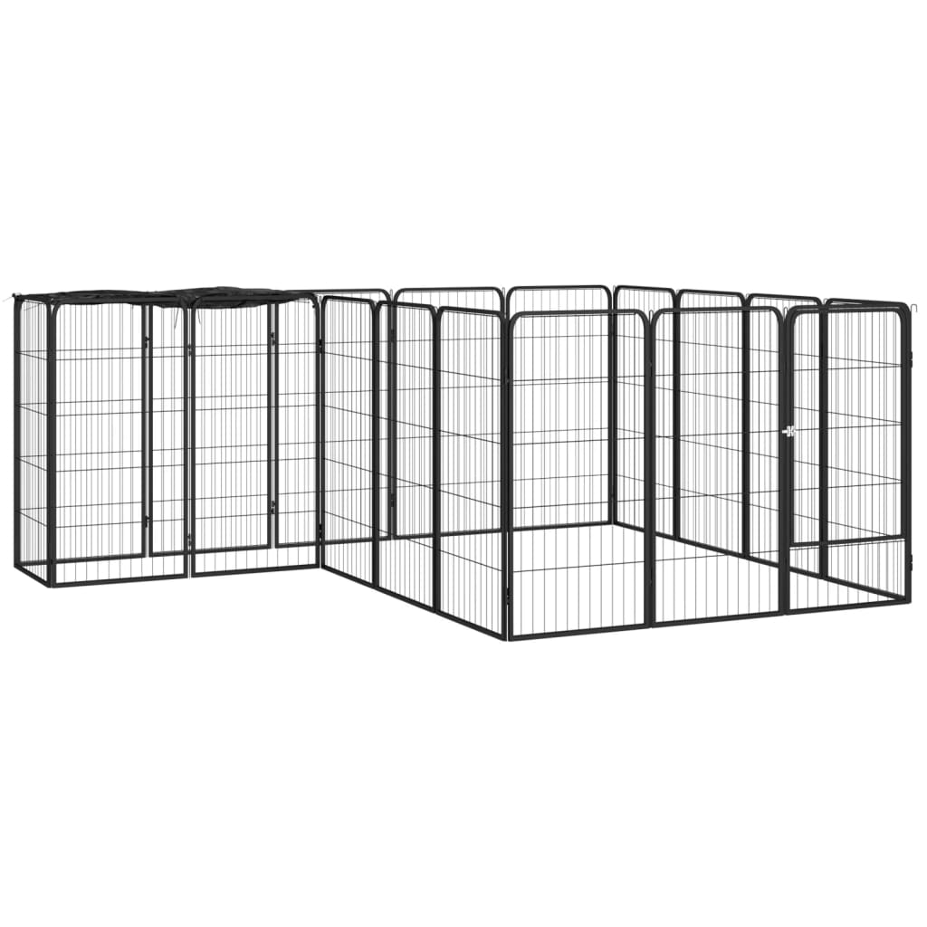 Box Cani 18 Pannelli Nero 50x100 cm Acciaio Verniciato Polvere 3115950