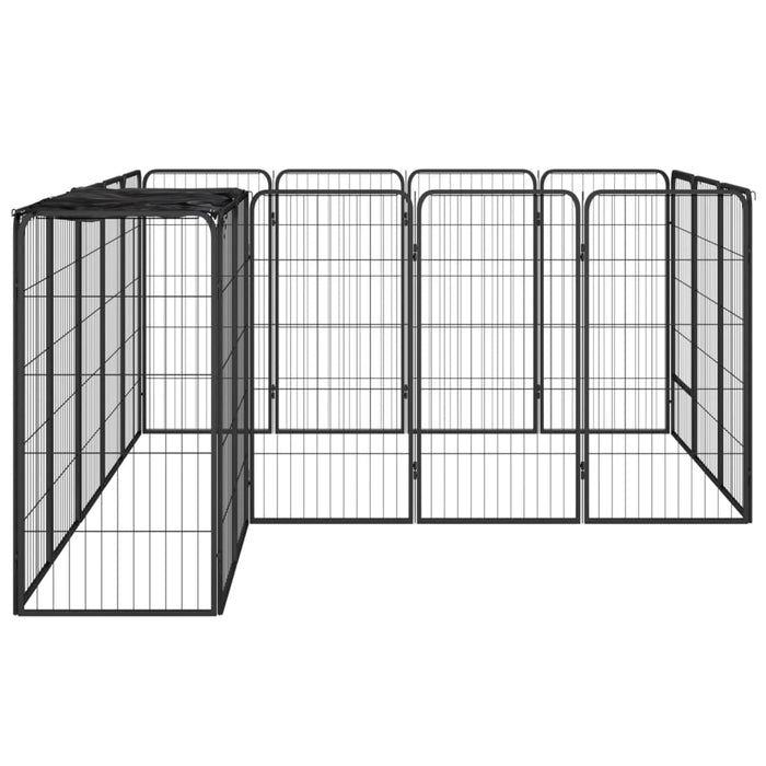 Box Cani 18 Pannelli Nero 50x100 cm Acciaio Verniciato Polvere 3115950