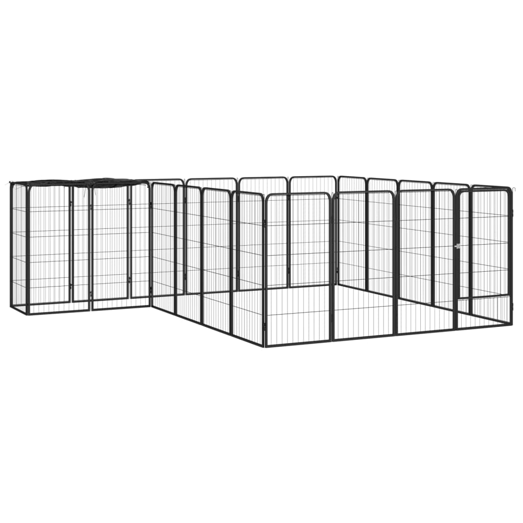 Box Cani 22 Pannelli Nero 50x100 cm Acciaio Verniciato Polvere cod mxl 44448