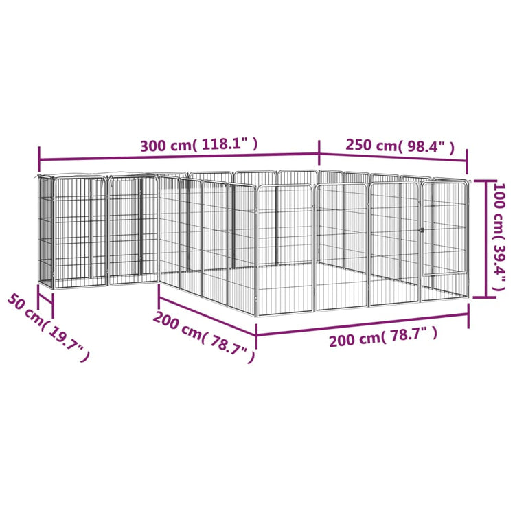 Box Cani 22 Pannelli Nero 50x100 cm Acciaio Verniciato Polvere cod mxl 44448