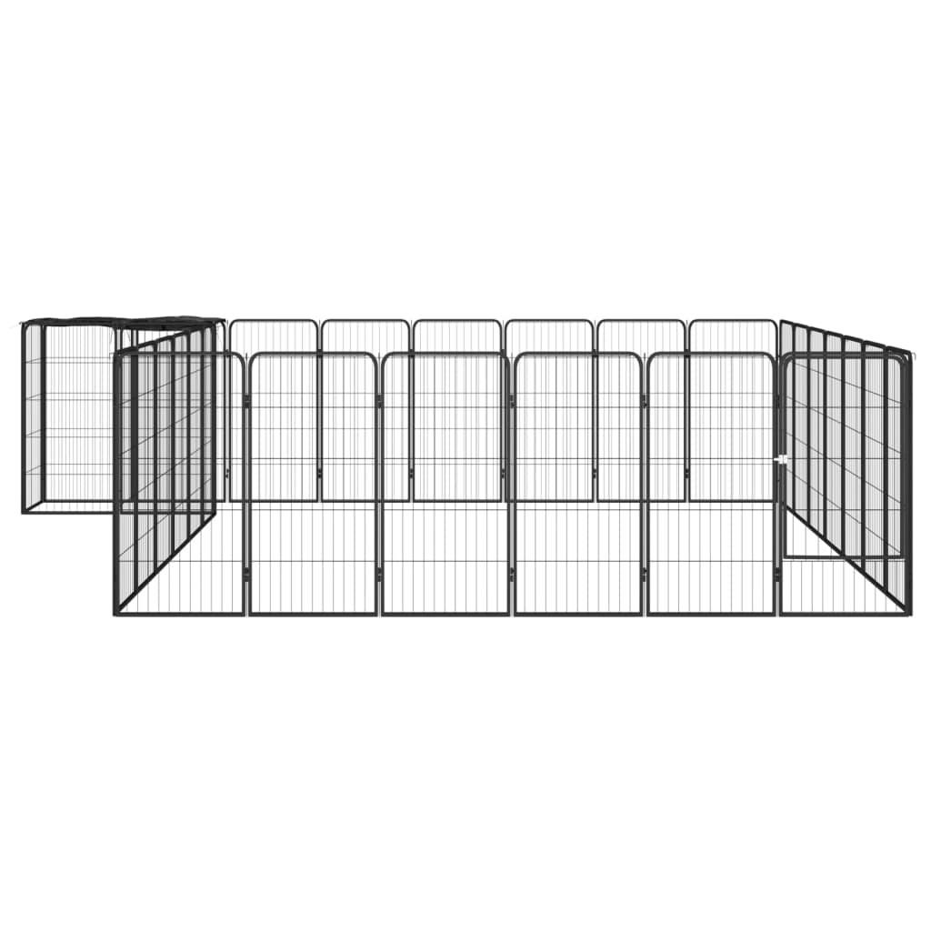 Box Cani 30 Pannelli Nero 50x100 cm Acciaio Verniciato Polvere 3115953