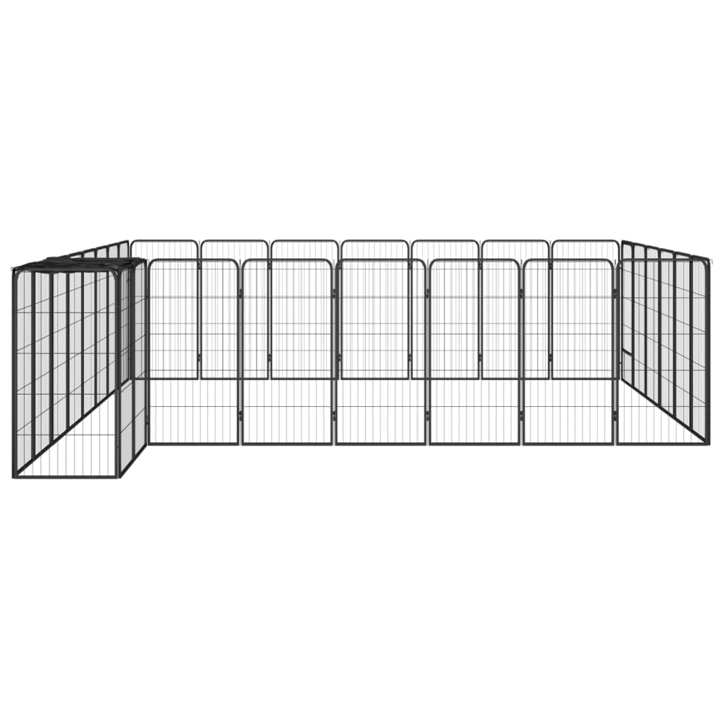 Box Cani 30 Pannelli Nero 50x100 cm Acciaio Verniciato Polvere 3115953