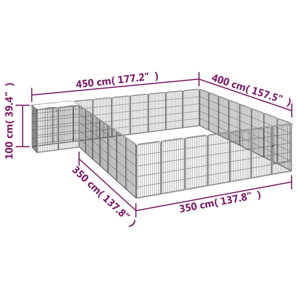 Box Cani 34 Pannelli Nero 50x100 cm Acciaio Verniciato Polvere cod mxl 44449