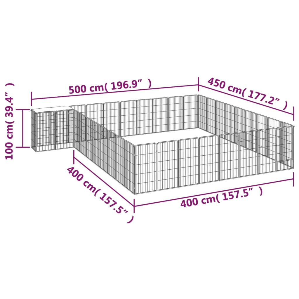 Box Cani 38 Pannelli Nero 50x100 cm Acciaio Verniciato Polvere cod mxl 44444