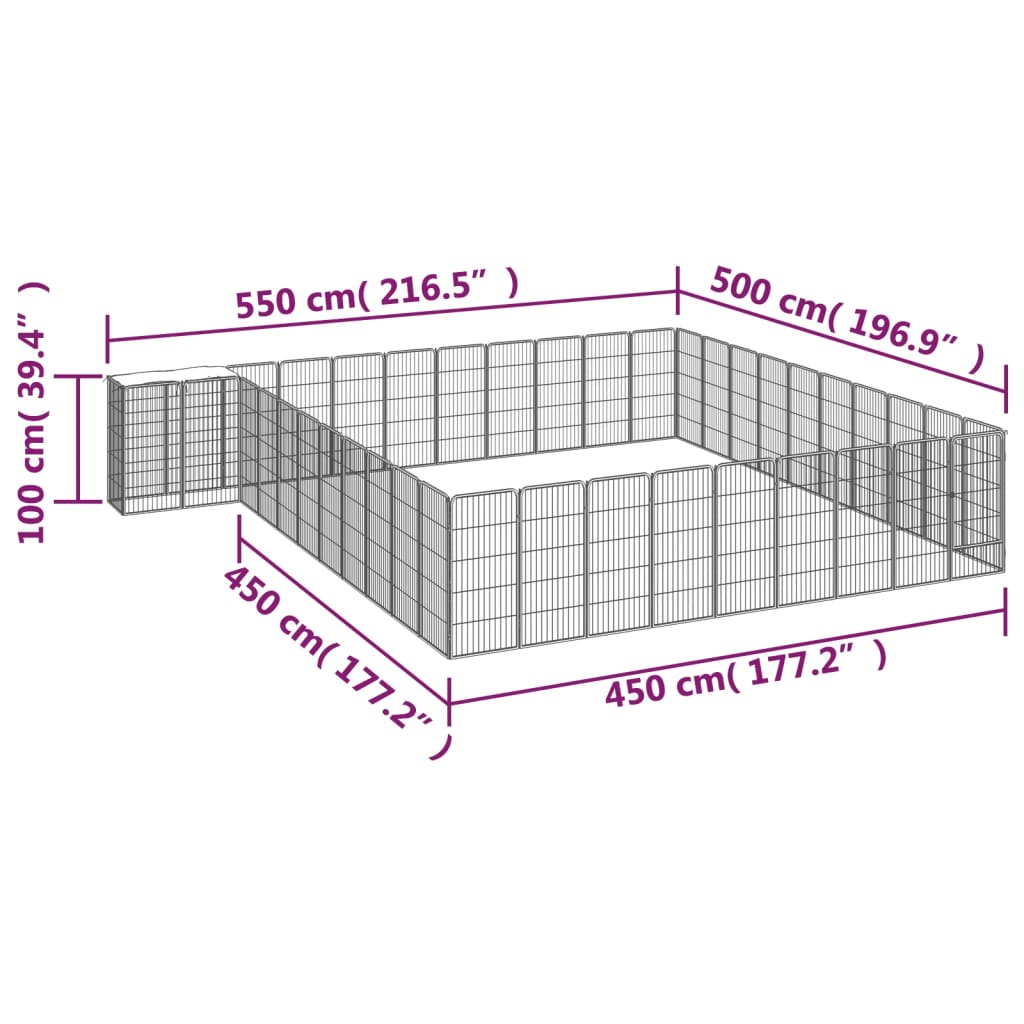 Box Cani 42 Pannelli Nero 50x100 cm Acciaio Verniciato Polvere cod mxl 44456