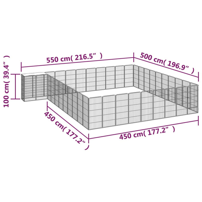 Box Cani 42 Pannelli Nero 50x100 cm Acciaio Verniciato Polvere cod mxl 44456