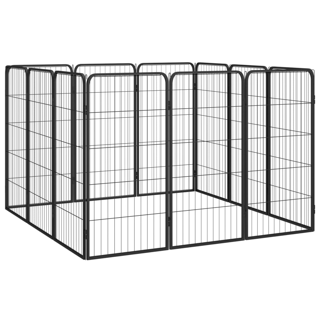 Box Cani 12 Pannelli Nero 50x100 cm Acciaio Verniciato Polvere cod mxl 44445