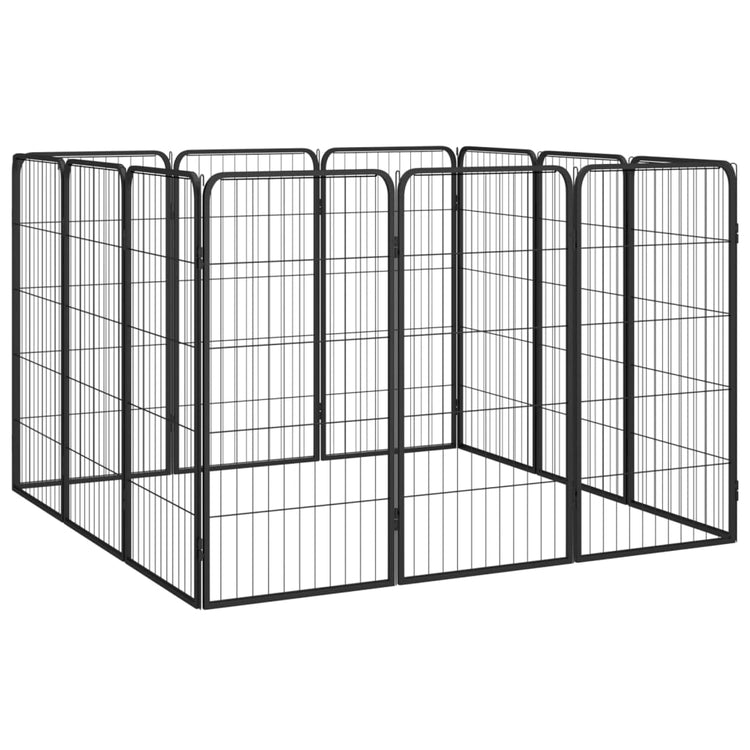 Box Cani 12 Pannelli Nero 50x100 cm Acciaio Verniciato Polvere cod mxl 44445