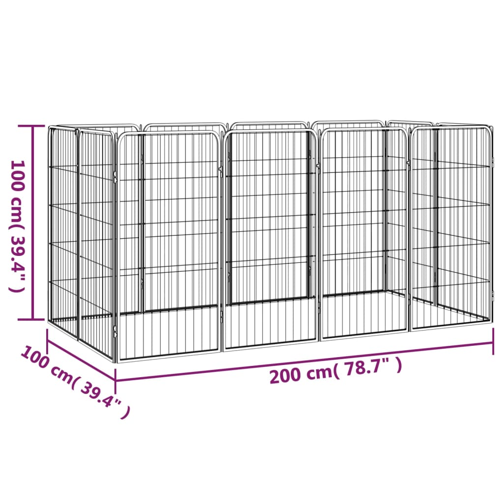 Box Cani 12 Pannelli Nero 50x100 cm Acciaio Verniciato Polvere cod mxl 44445