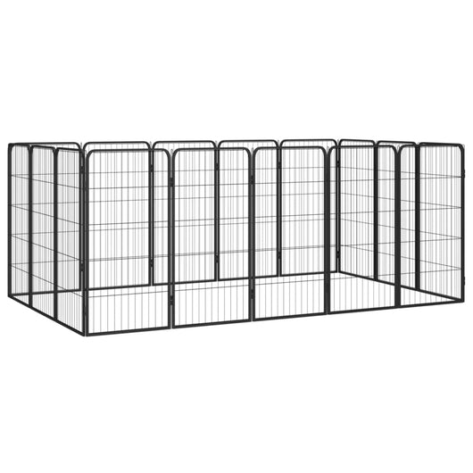 Box Cani 16 Pannelli Nero 50x100 cm Acciaio Verniciato Polvere cod mxl 44458