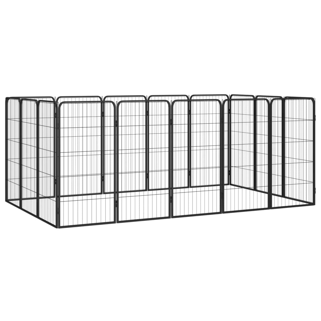 Box Cani 16 Pannelli Nero 50x100 cm Acciaio Verniciato Polvere 3115960