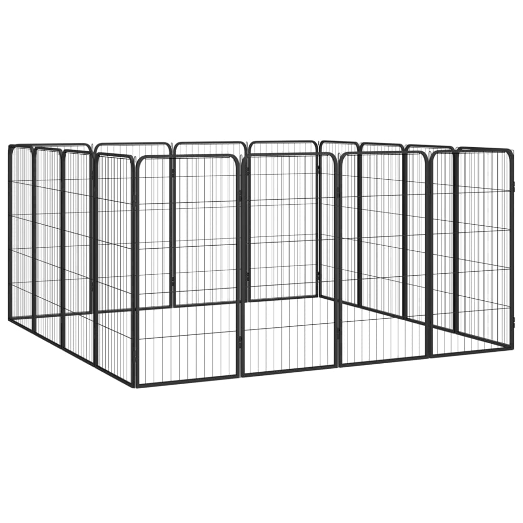 Box Cani 16 Pannelli Nero 50x100 cm Acciaio Verniciato Polvere 3115960