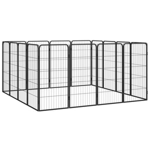 Box Cani 16 Pannelli Nero 50x100 cm Acciaio Verniciato Polvere 3115960