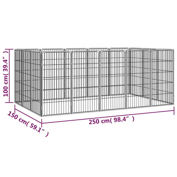 Box Cani 16 Pannelli Nero 50x100 cm Acciaio Verniciato Polvere 3115960