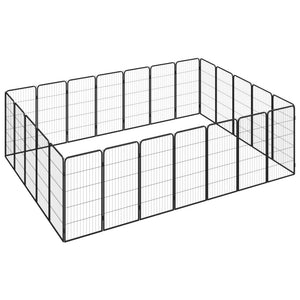 Box Cani 24 Pannelli Nero 50x100 cm Acciaio Verniciato Polvere 3115962