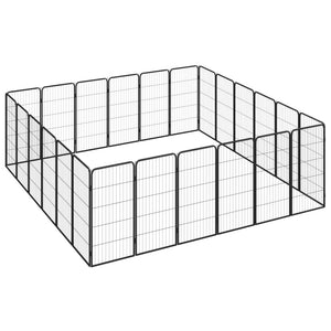 Box Cani 24 Pannelli Nero 50x100 cm Acciaio Verniciato Polvere 3115962