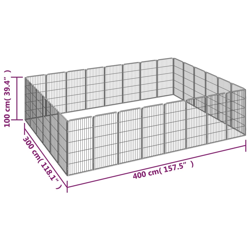 Box Cani 28 Pannelli Nero 50x100 cm Acciaio Verniciato Polvere cod mxl 44451