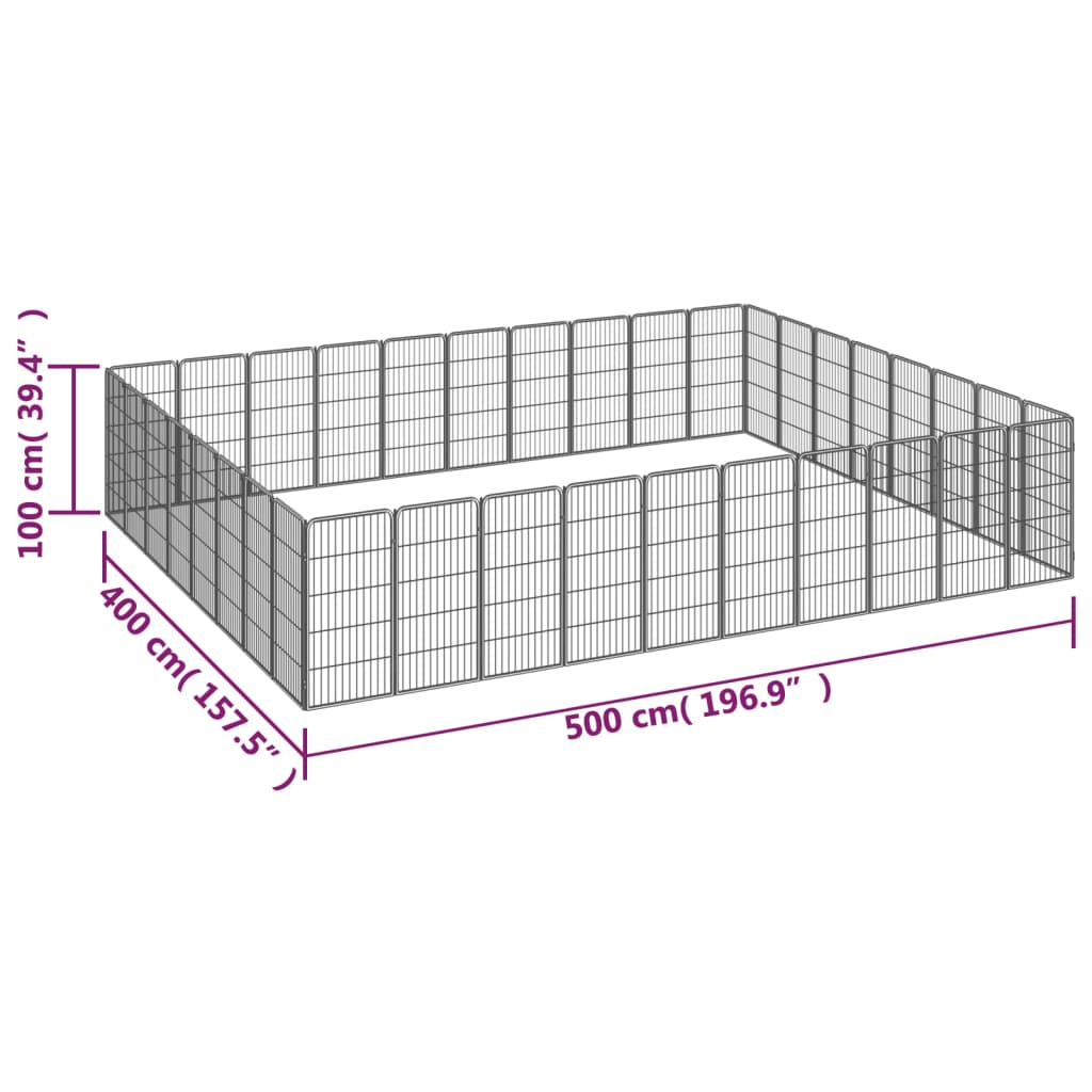 Box Cani 36 Pannelli Nero 50x100 cm Acciaio Verniciato Polvere 3115965