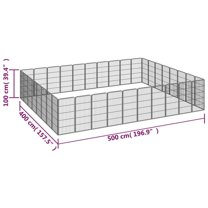 Box Cani 36 Pannelli Nero 50x100 cm Acciaio Verniciato Polvere 3115965