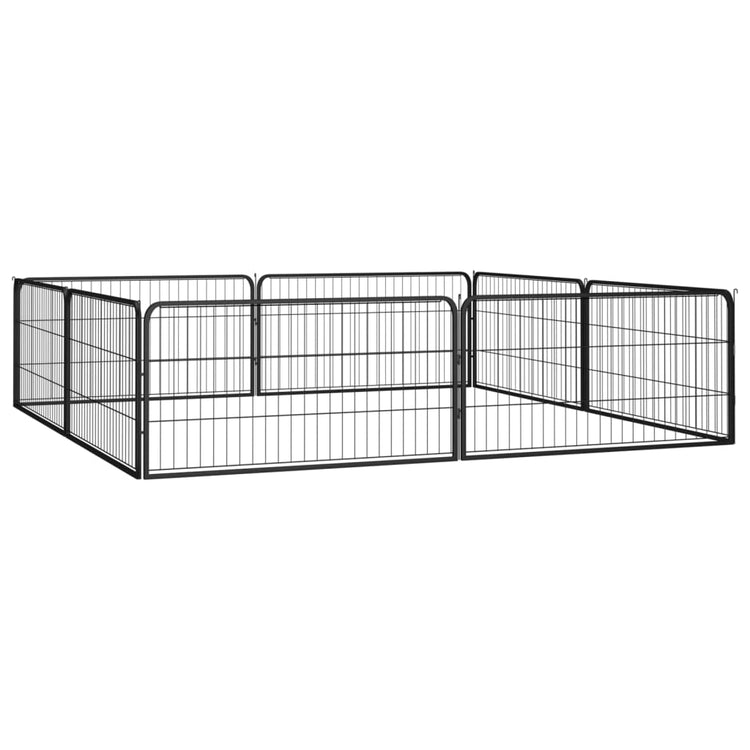 Box Cani 8 Pannelli Nero 100x50 cm Acciaio Verniciato Polvere cod mxl 52716