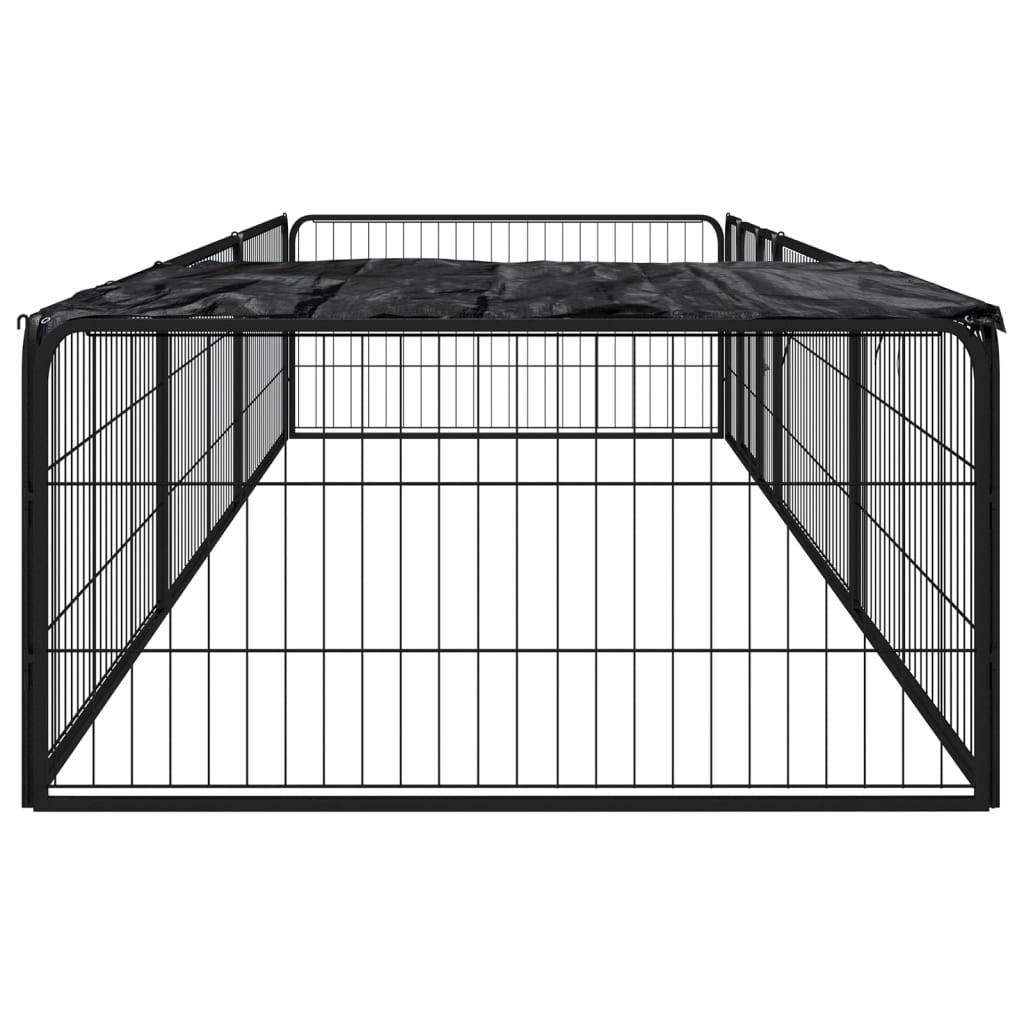 Box Cani 8 Pannelli Nero 100x50 cm Acciaio Verniciato Polvere cod mxl 54387