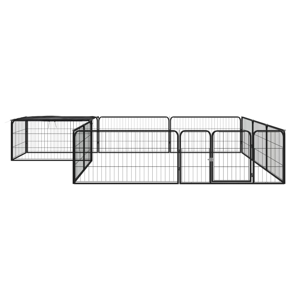 Box Cani 12 Pannelli Nero 100x50 cm Acciaio Verniciato Polvere cod mxl 54364