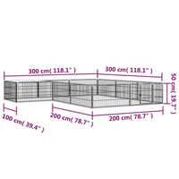 Box Cani 12 Pannelli Nero 100x50 cm Acciaio Verniciato Polvere cod mxl 54364