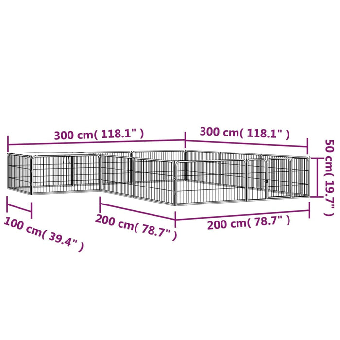 Box Cani 12 Pannelli Nero 100x50 cm Acciaio Verniciato Polvere cod mxl 54364