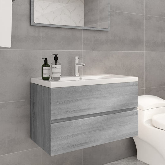 Mobile Bagno e Lavabo Integrato Grigio Sonoma Legno Multistrato 3120343