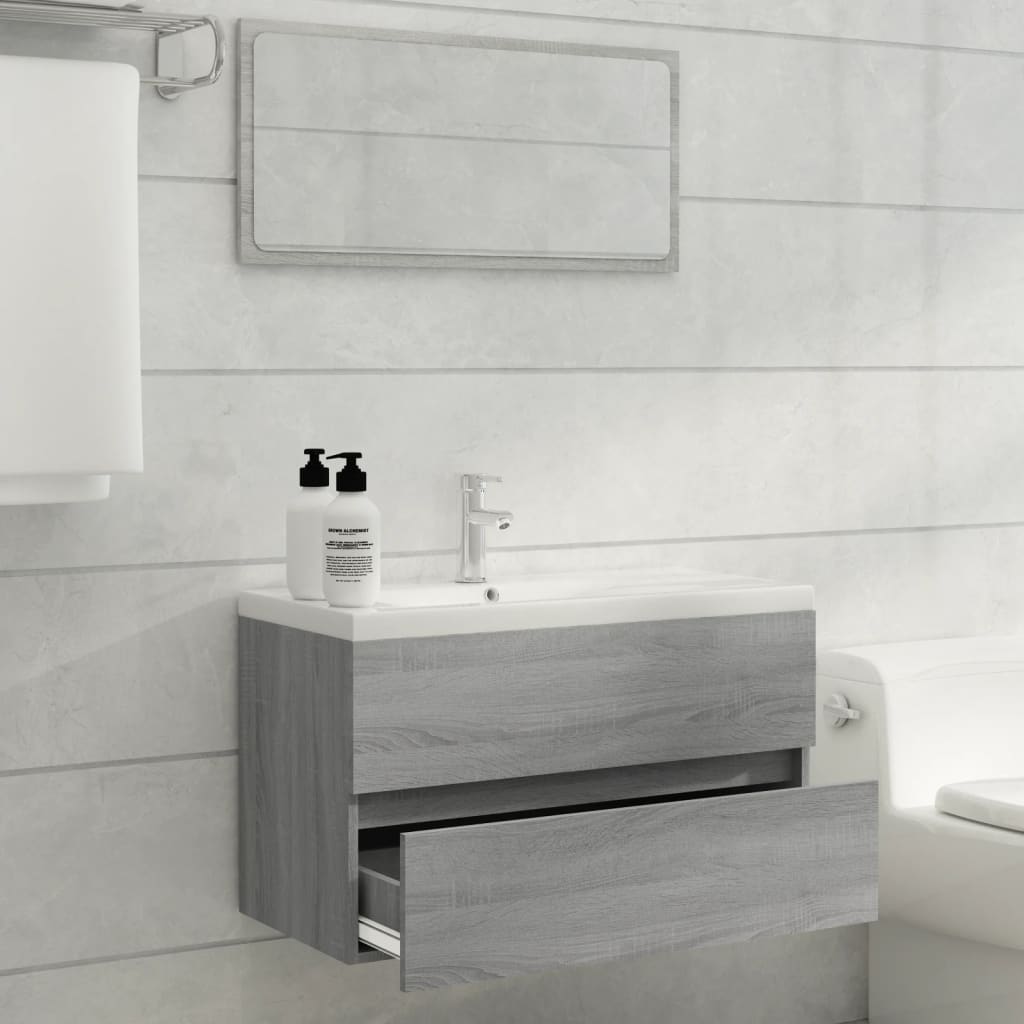 Mobile Bagno e Lavabo Integrato Grigio Sonoma Legno Multistrato 3120346