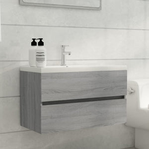 Mobile Bagno e Lavabo Integrato Grigio Sonoma Legno Multistrato 3120346