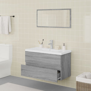 Set di Mobili da Bagno Grigio Sonoma in Legno Multistrato cod mxl 57644