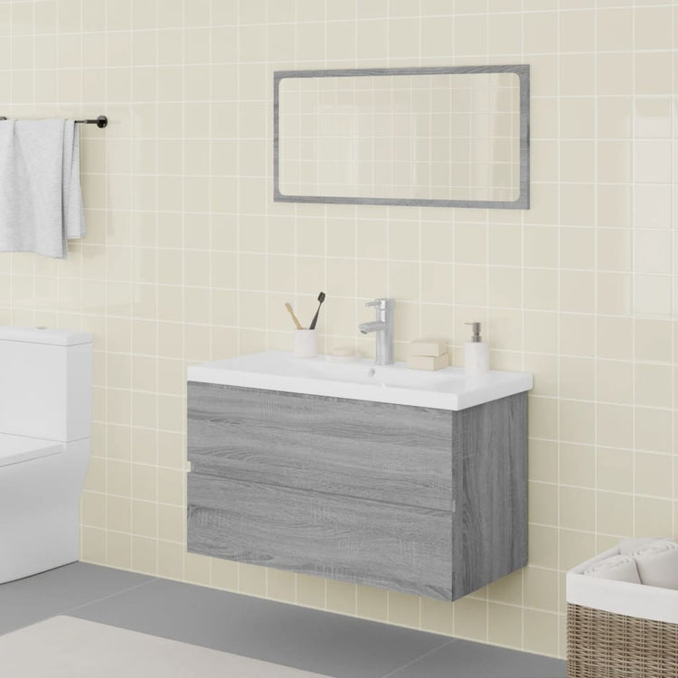 Set di Mobili da Bagno Grigio Sonoma in Legno Multistrato cod mxl 57644