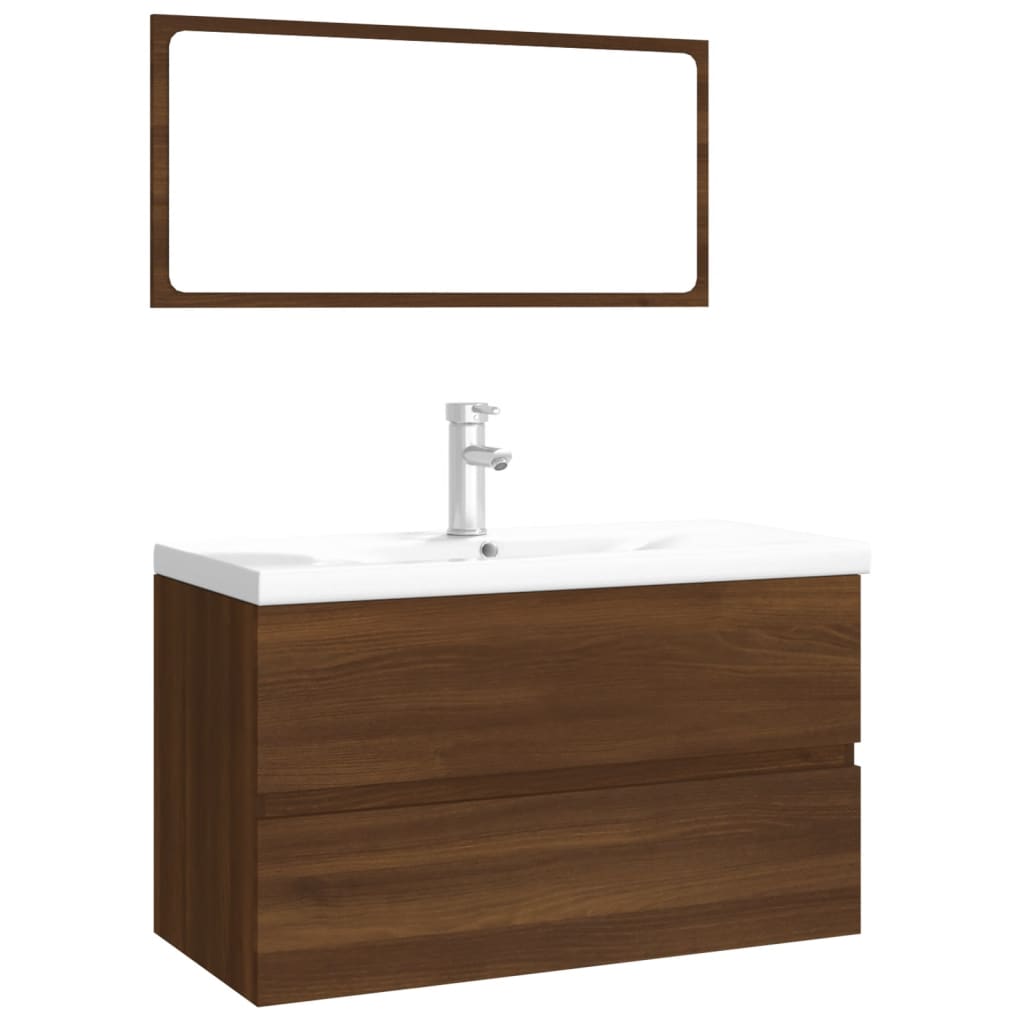 Set Mobili da Bagno Rovere Marrone in Legno Multistrato cod mxl 31371