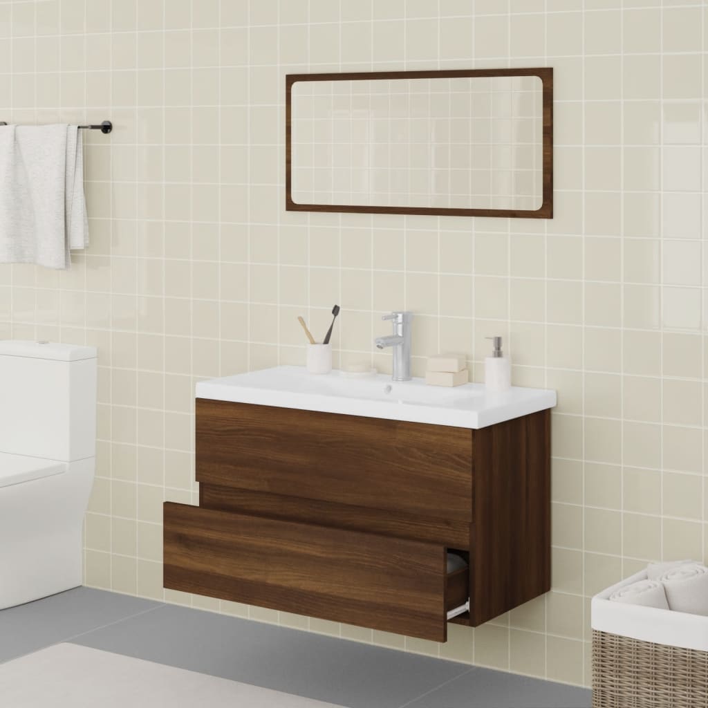 Set Mobili da Bagno Rovere Marrone in Legno Multistrato cod mxl 31371