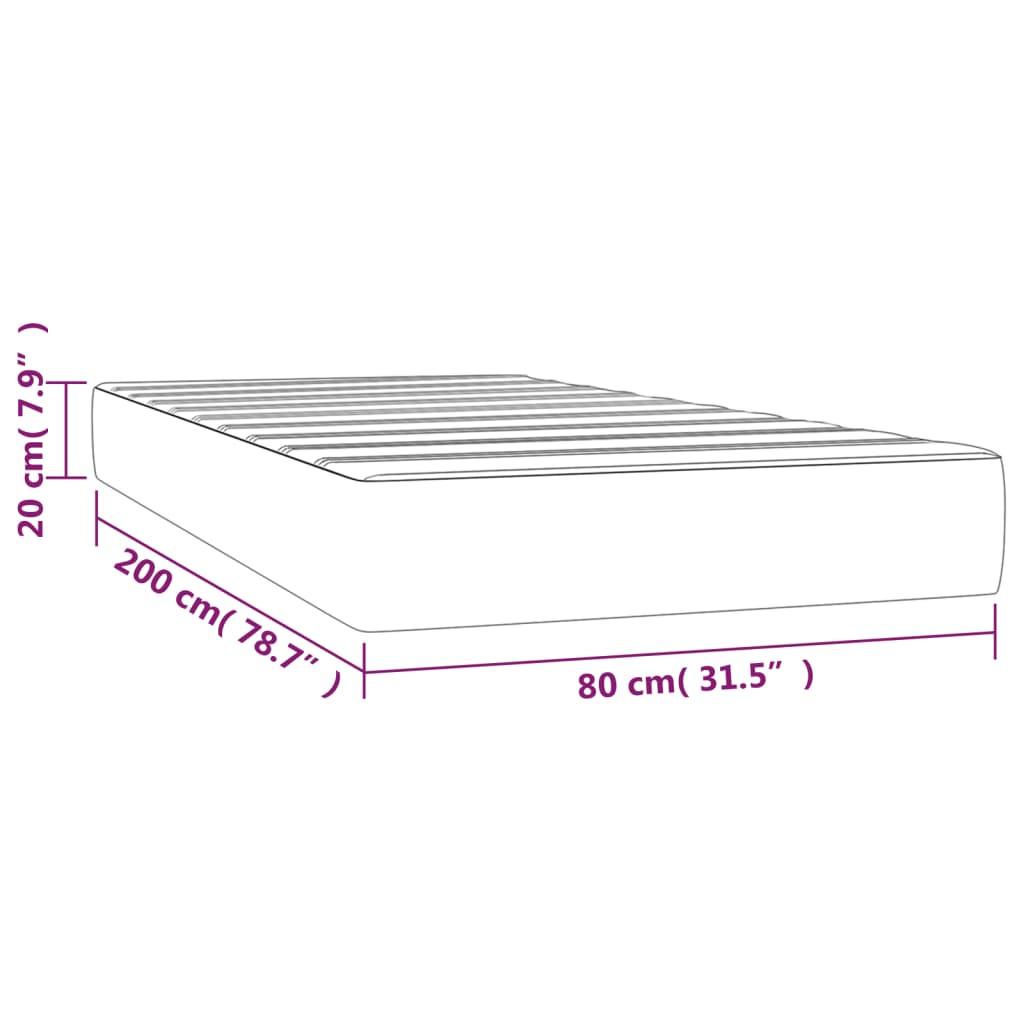 Materasso a Molle Insacchettate Grigio Chiaro 80x200x20 cm cod mxl 52532